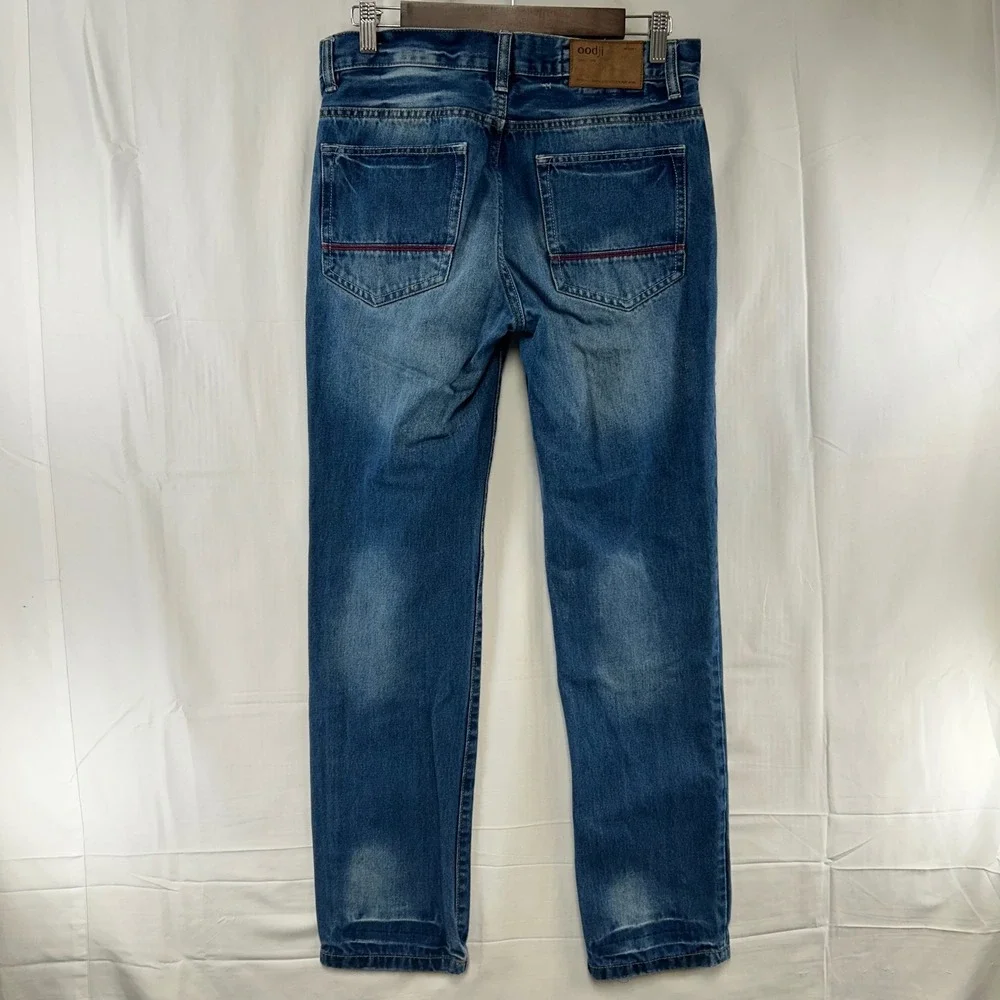 oodji Straight Leg Jeans Mens 30x32 Blue Medium Wash Button Fly